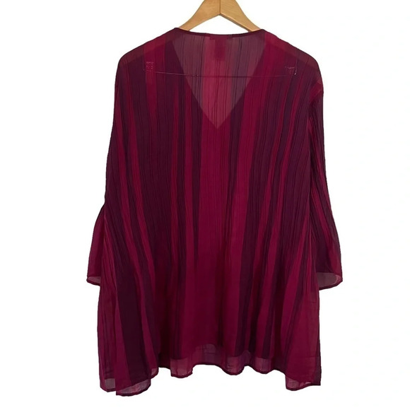 Added Dimensions for Catherines Blouse 3X Beaded Accordion Pleated Cranberry Red - Picture 2 of 7